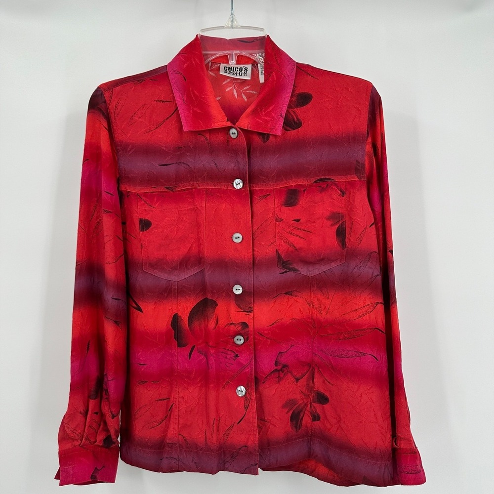 Chicos Design Womens Boho Artsy Silk Top Size 0 US S Jacquard Luxury Vibrant